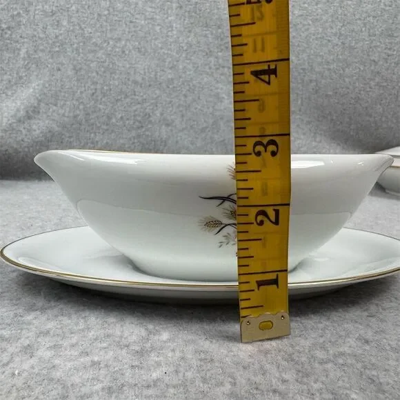 Noritake Wheatcroft Gravy Boat w/ Attached Underplate Vintage China 5852 - Picture 10 of 12